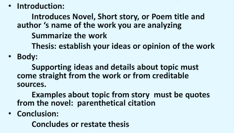 How To Write Analysis Of A Story